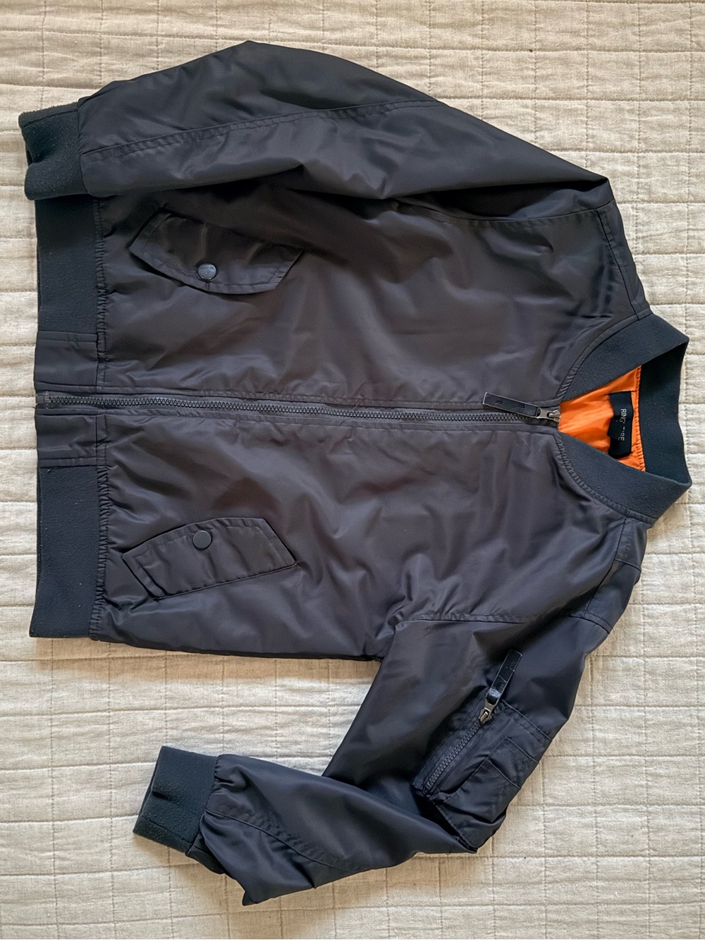Ring of Fire steel gray Bomber Jacket with Orange Lining